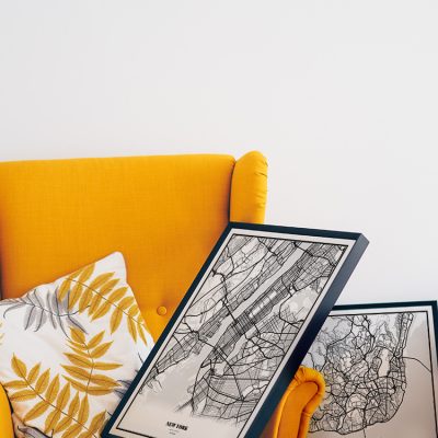 2 Maps on Orange Chair