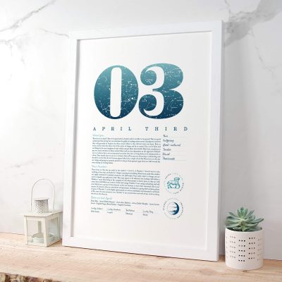 April 3rd Birthday Print