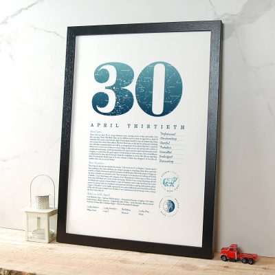 April 30th Birthday Print