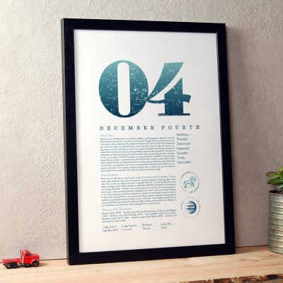 December 4th Birthday Print