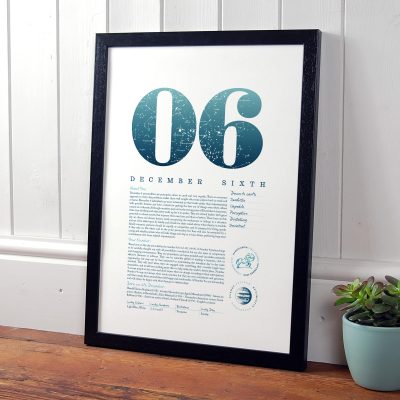 December 6th Birthday Print
