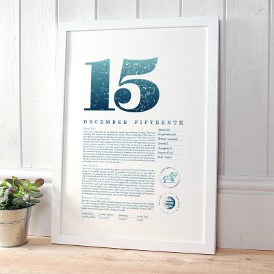 December 15th Birthday Print
