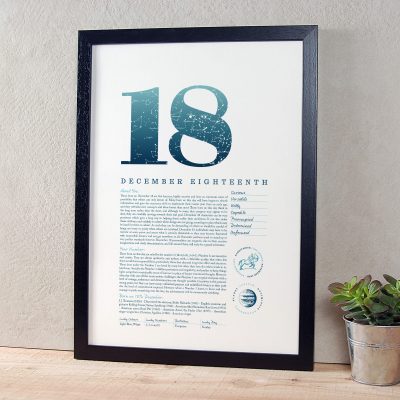 December 18th Birthday Print