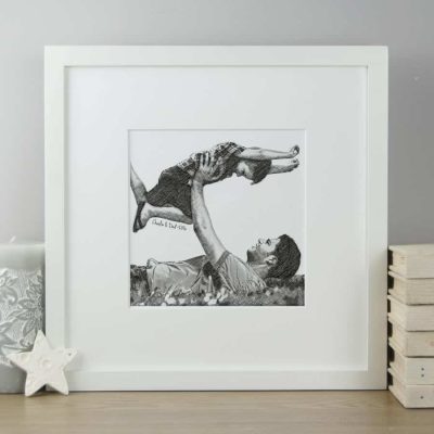 Father & Child Pencil Style Portrait