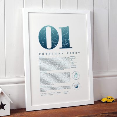 February 1st Birthday Print