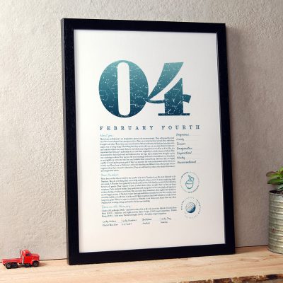 February 4th Birthday Print