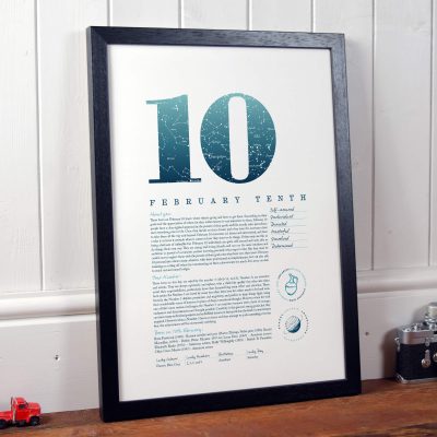 February 10th Birthday Print