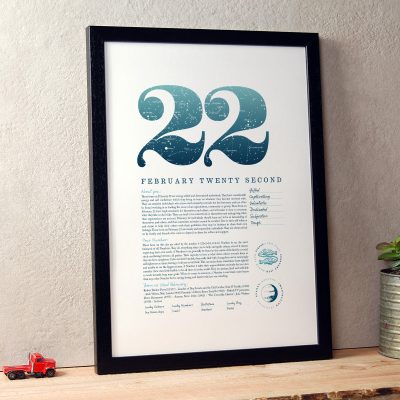 February 22nd Birthday Print