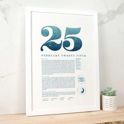 February 25th Birthday Print