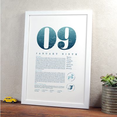 January 9th Birthday Print