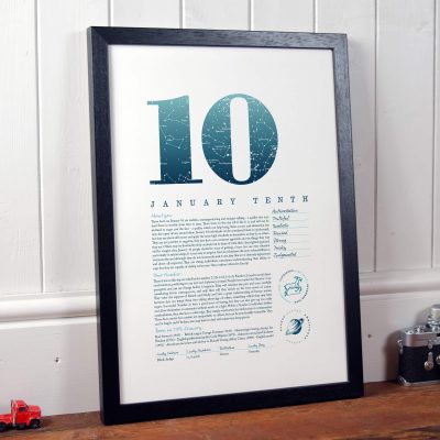 January 10th Birthday Print