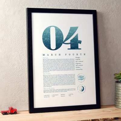 March 4th Birthday Print