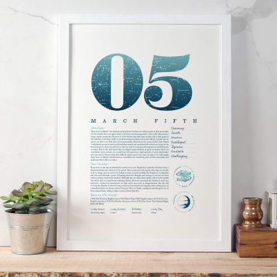 March 5th Birthday Print