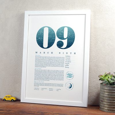 March 9th Birthday Print