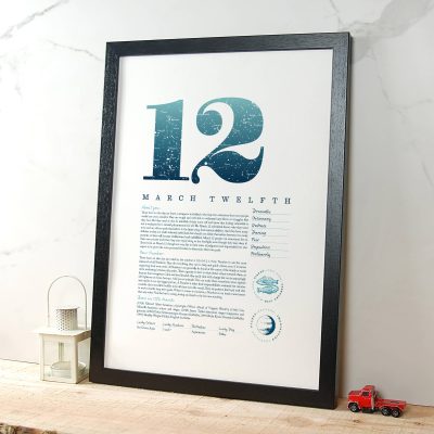 March 12th Birthday Print