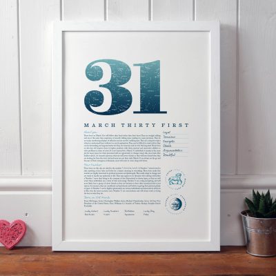 March 31st Birthday Print