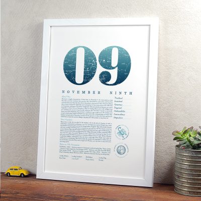 November 9th Birthday Print