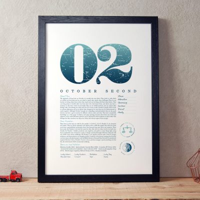 October 2nd Birthday Print