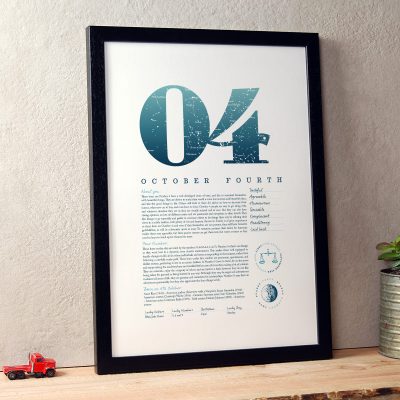 October 4th Birthday Print