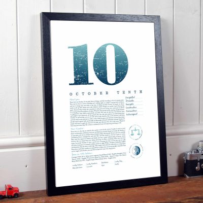 October 10th Birthday Print