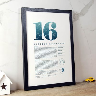 October 16th Birthday Print