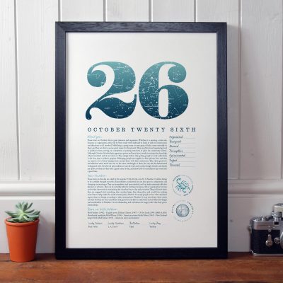 October 26th Birthday Print