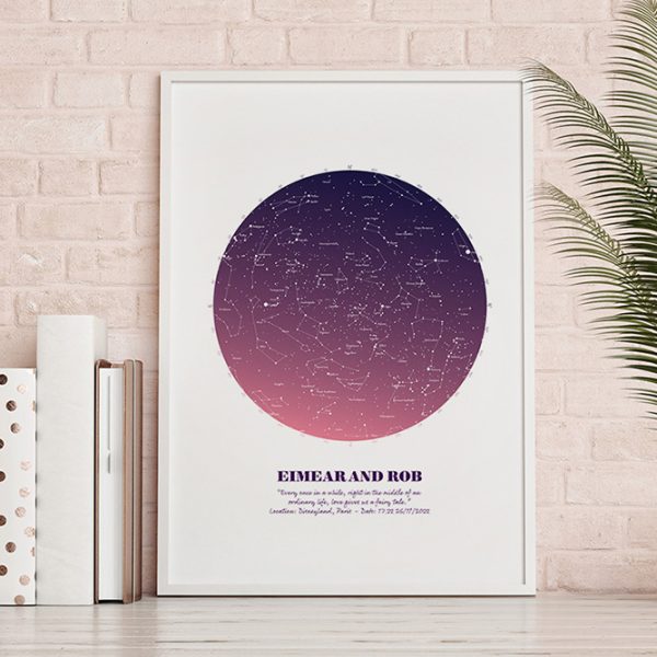 Pink on White Star Map with Pink Wall