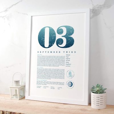 September 3rd Birthday Print