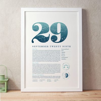 September 29th Birthday Print
